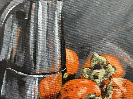 Persimmon and Vintage Coffee Pot