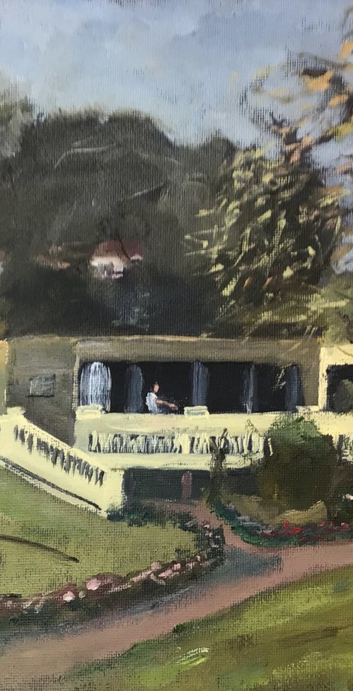 Cafe in the Park, An original oil painting. by Julian Lovegrove Art