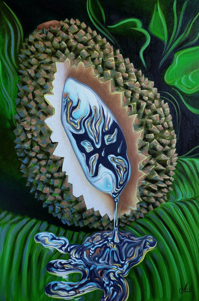 Abstract Botanical Oil Painting By Anna Shabalova, 16 X 24, The Taste Of Illusion, Original Artwork