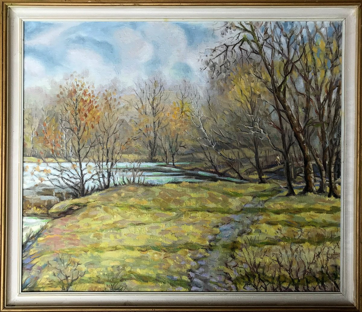 Impressionistic Landscape Oil Painting By Ivan Shapoval, 31 X 27, The Beginning Of Spring, Original Artwork