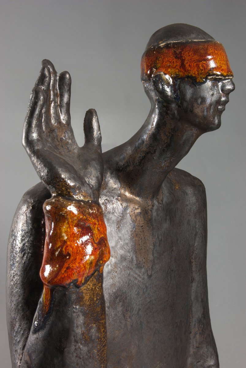 Portrait Clay Sculpture By Nadiia Otriazha Fedir Bushmanov, 10 X 23", Duty, Original Artwork