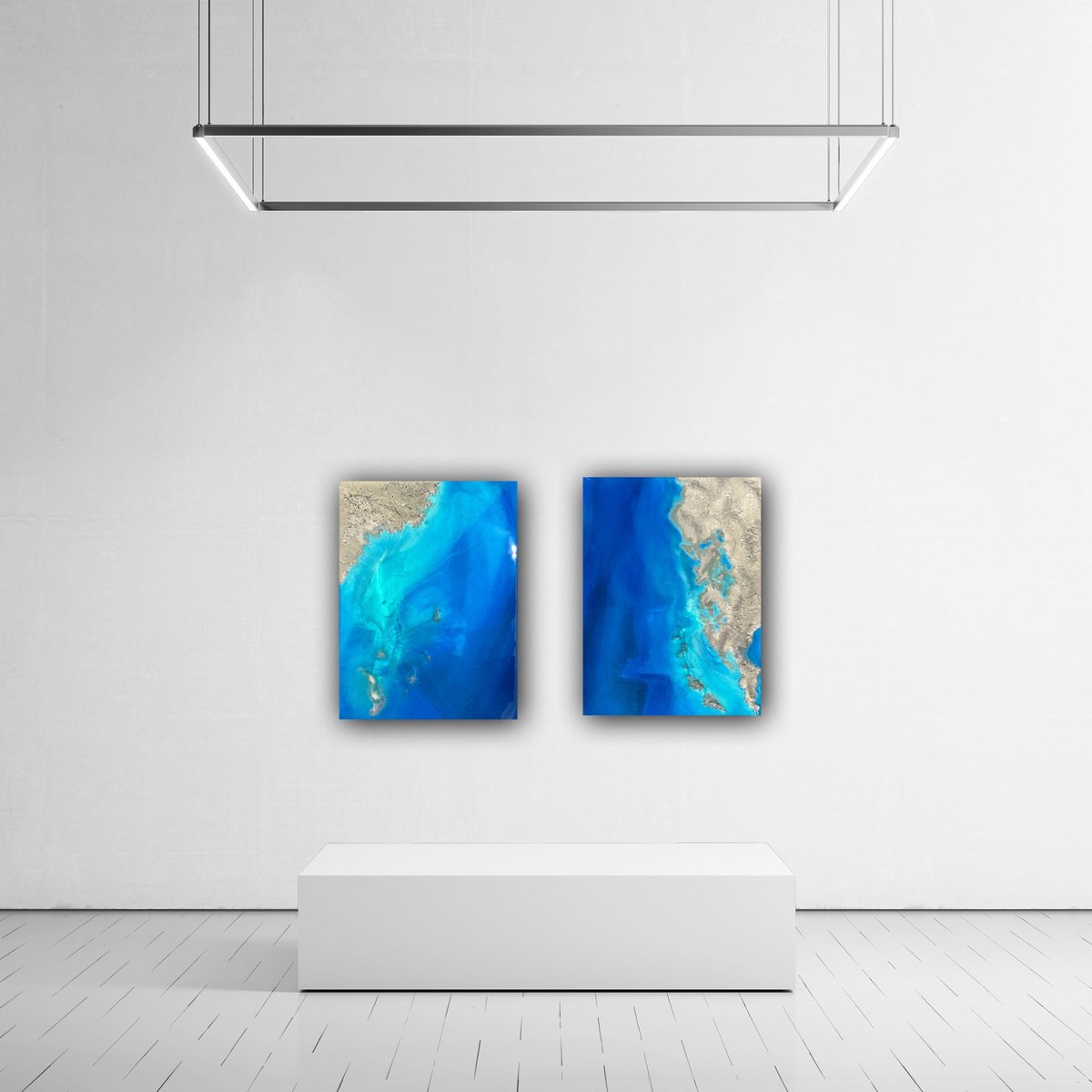 Photorealistic Landscape Acrylic Painting By Ana Hefco, 48 X 36, True Blue - Ocean Painting, Original Artwork