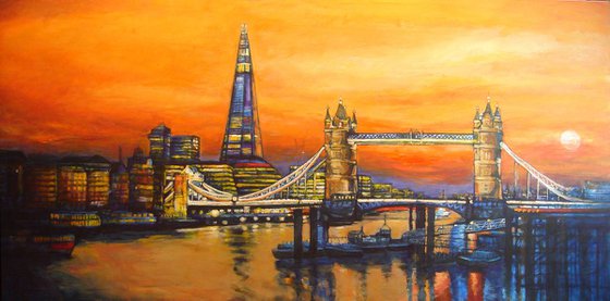 London Skyline Of Tower Bridge And Shard