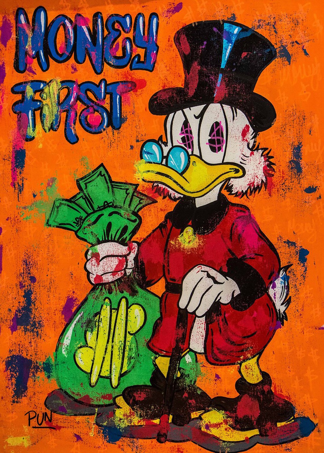 Money First Scrooge Mc Duck Acrylic painting: Carlos Pun Art