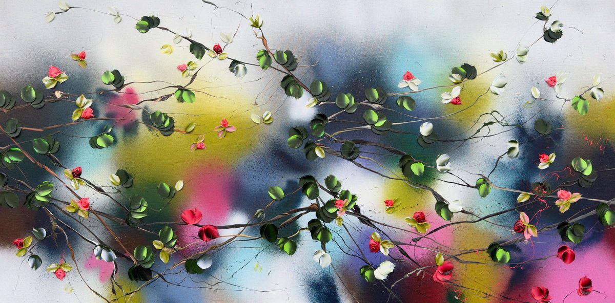 Impressionistic Abstract Acrylic Painting By Anastassia Skopp, 47 X 24, Mirage, Original Artwork