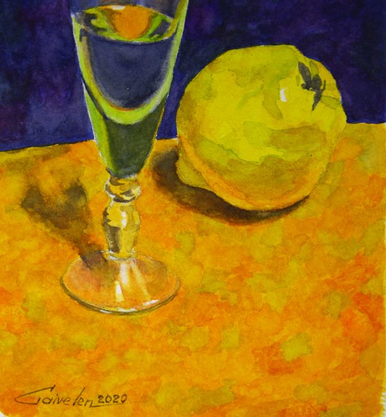 Quince painting still life