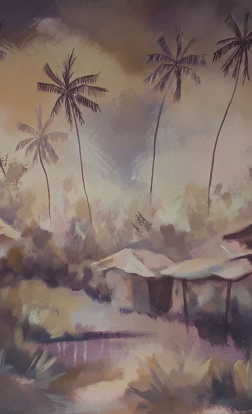 Beauty in Ashes Landscape painting by Alex Mensah