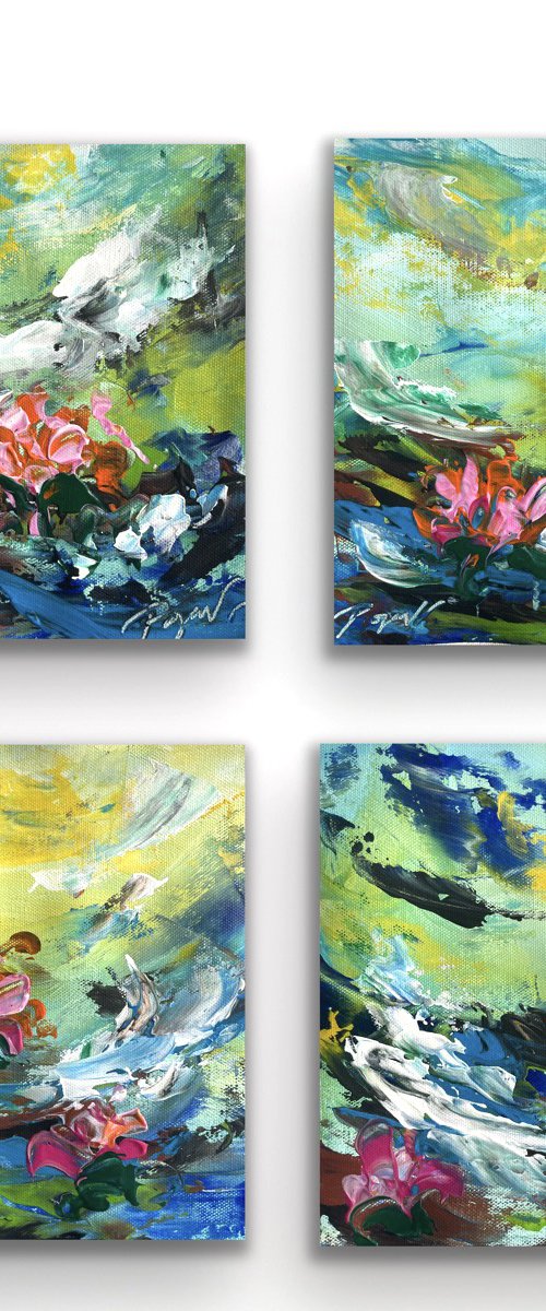 Lily Dreamscape - Quadriptych by Pooja Verma