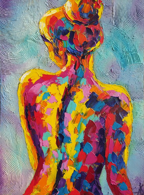 Warm light - fire, woman body, nude, erotic, body, woman, woman body, oil painting, gift for him, gift for man, nu by Anastasia Kozorez