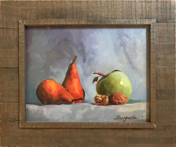 Still-life with pears and an apple