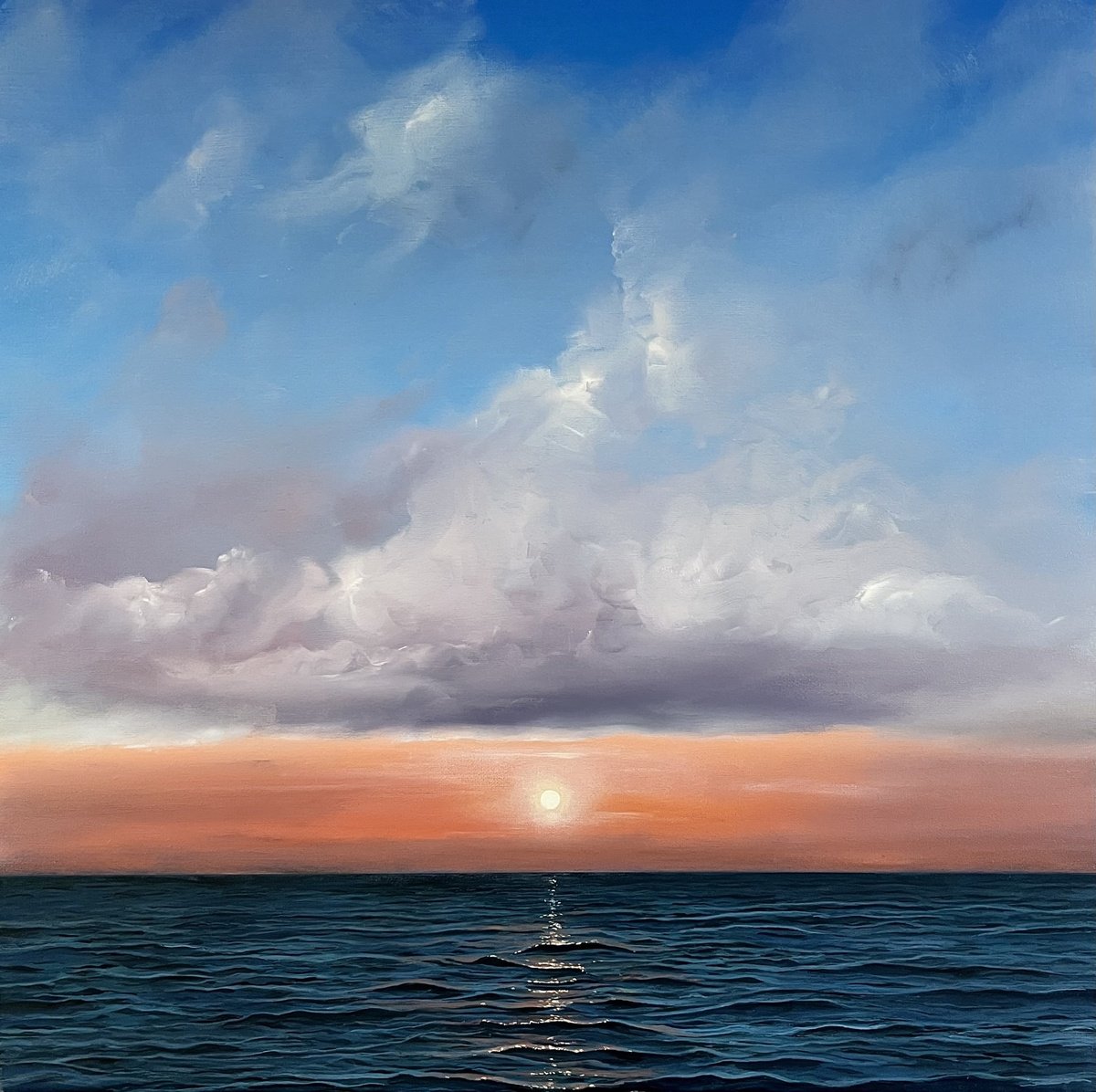 Photorealistic Landscape Oil Painting By Victoria Obolensky, 16 X 16", Ocean Soul, Original Artwork