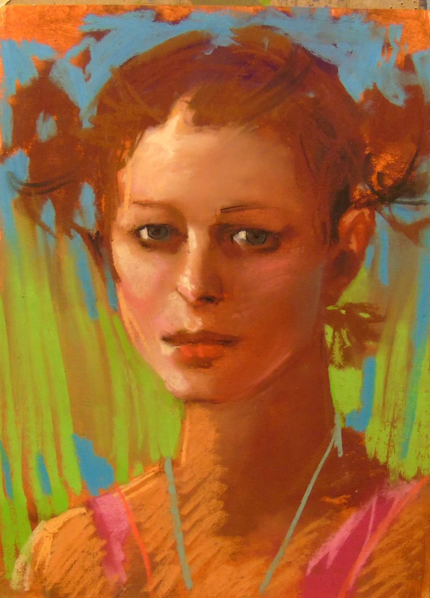 Photorealistic Portrait Pastel Drawing By Yuri Zelonuy, 12 X 16", Stranger 2, Original Artwork