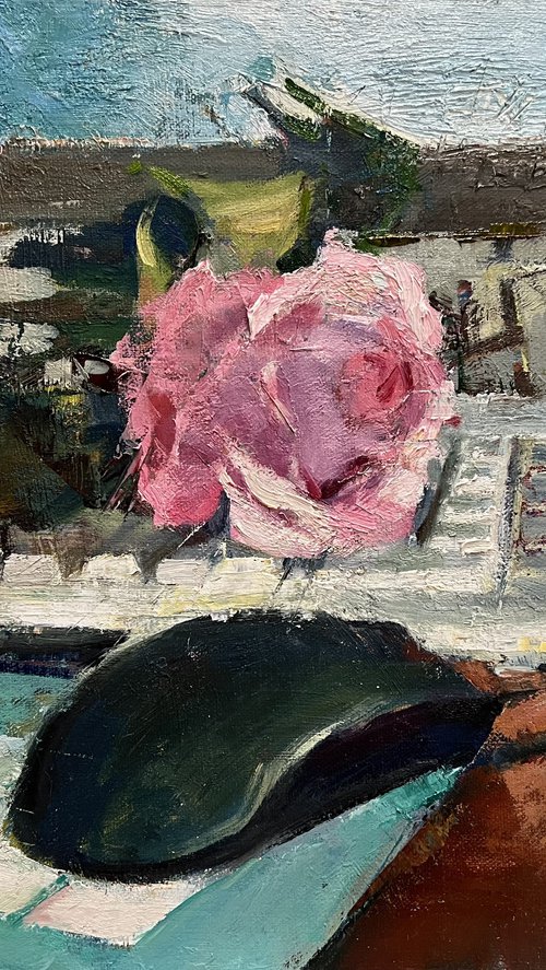 Rose on keyboard by Olga Bolgar