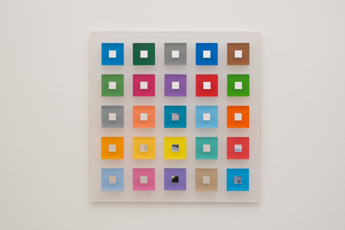 Geometric Abstract Sculpture By George Tilelis, 22 X 22, Mirror Squares, Original Artwork