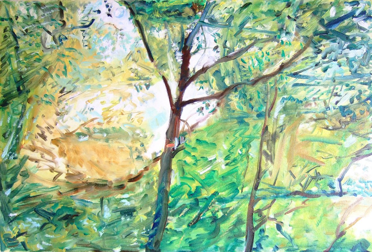 Organic Landscape Oil Painting By Sebastian Rudko, 24 X 16", Beech Road, Original Artwork