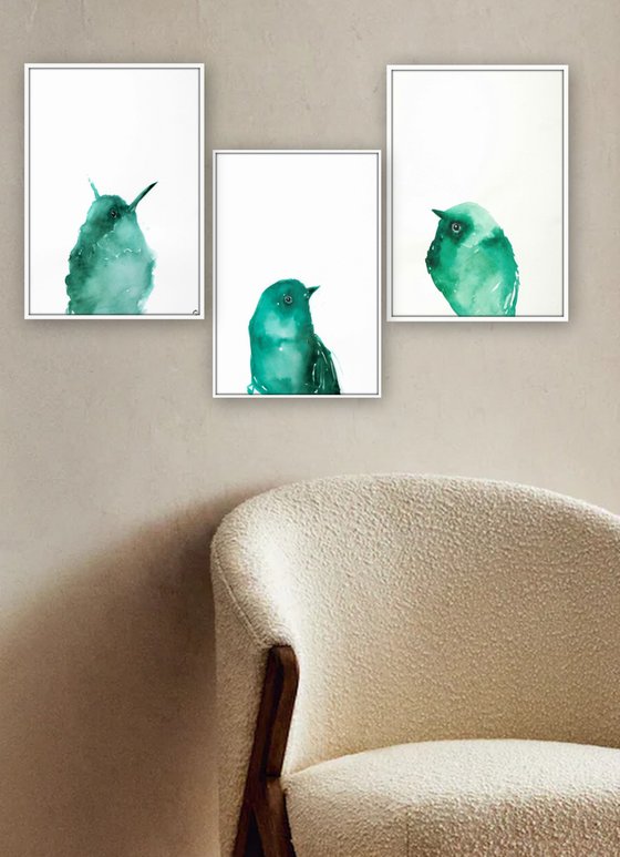 Set of 3 Bird paintings.