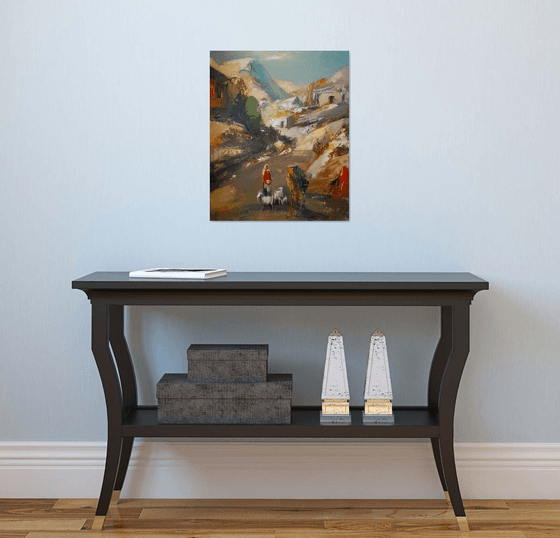 Rural life 45x55cm, oil painting, palette knife