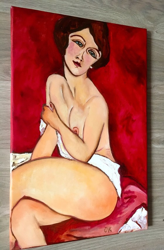 Red Nude #2 Amedeo Modigliani inspired