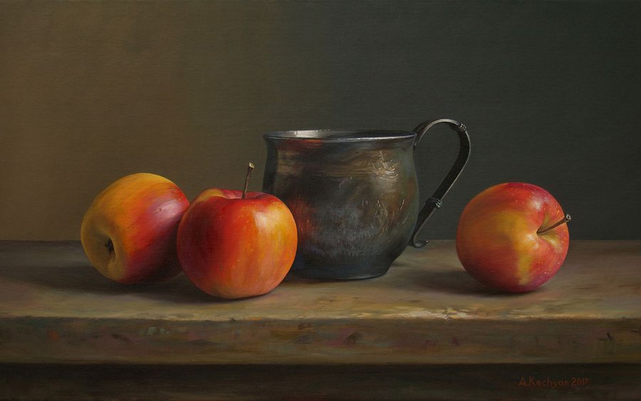 Three apples Oil painting by Albert Kechyan | Artfinder