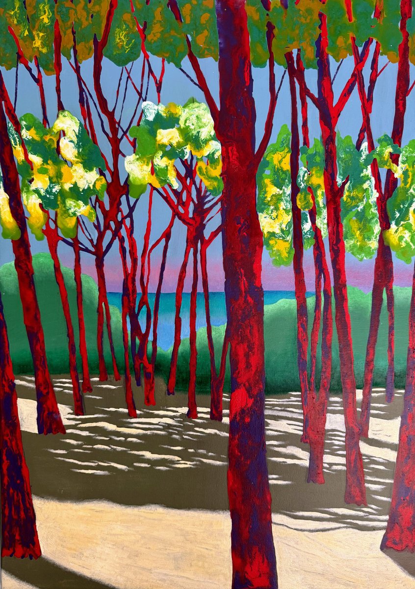 Expressive Landscape Painting By Stefano Pallara, 20 X 28", Unveiling Clarity N.2, Original Artwork