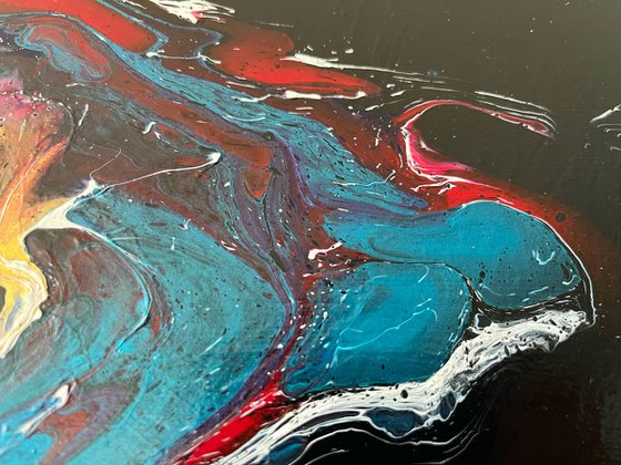 A-New-Cosmic-Tension - Wall Art Abstract / Stretched Canvas / Contemporary Art / Wall Hangings / Color Therapy / Modern Art / Acrylic Pour