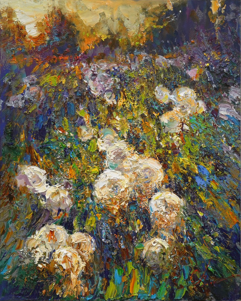 Impressionistic Landscape Oil Painting By Serhii Cherniakovskyi, 16 X 20", In The Rays Of Light, Original Artwork