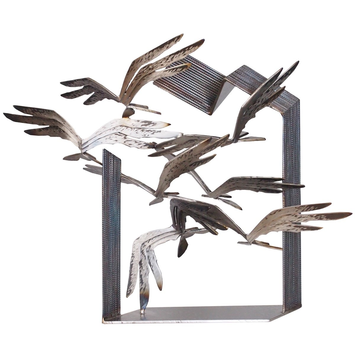 Impressionistic Animal Sculpture By Stevlin Yovchev, 24 X 20", "Birds Ii", Original Artwork