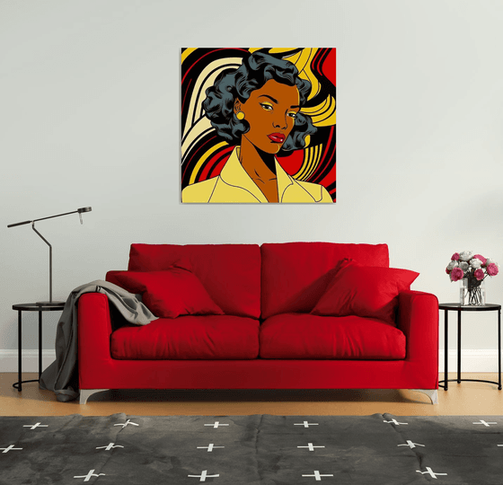 Portrait in red and yellow | 40"x40" (100x100 cm)