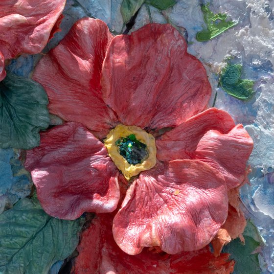Coral Bloom Sculptural Floral Relief