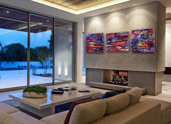 "We'll Mess You Up" - FREE USA SHIPPING + Save As A Series - Original Large PMS Abstract Triptych Oil Paintings On Canvas - 64" x 20"