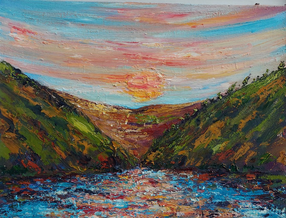 Sunset sky over Glendalough, Wicklow Ireland by Niki Purcell