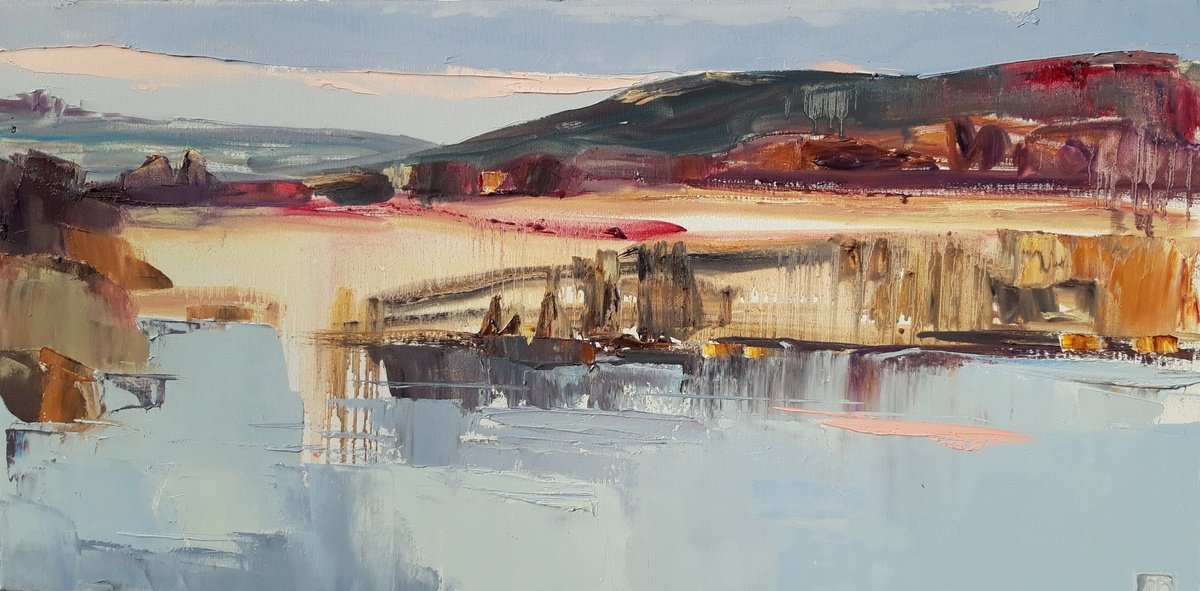 Evening On The Lake. By Lesya Ros, 31 X 16, Artwork For Sale On Artfinder