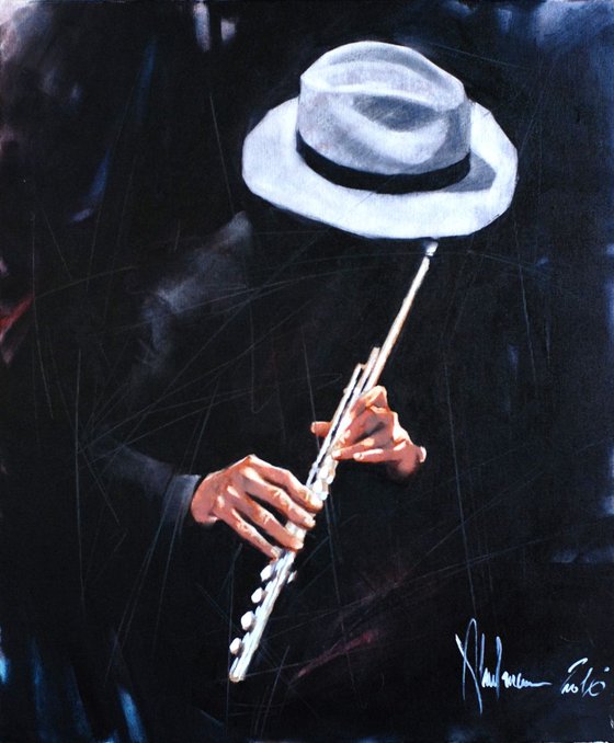 Music original oil painting on canvas