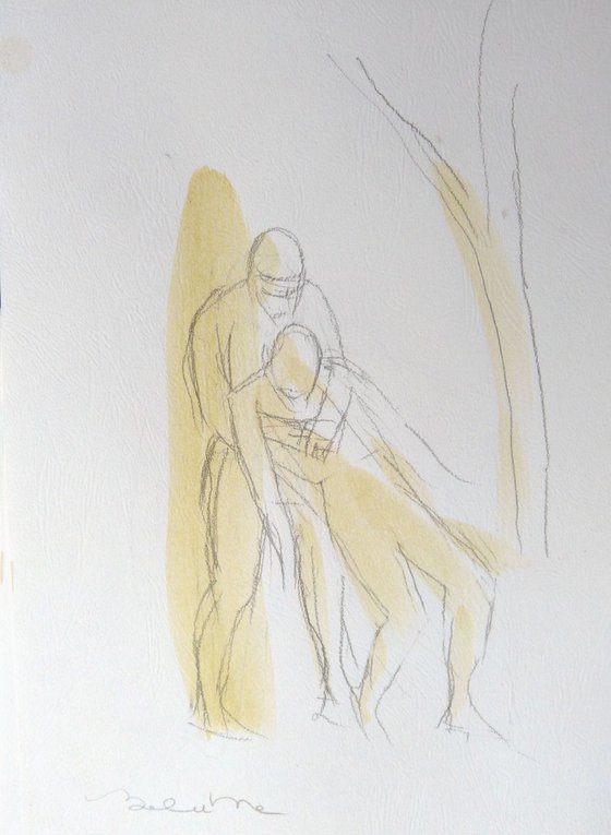 Supporting each other, triptych, 21x29 cm each