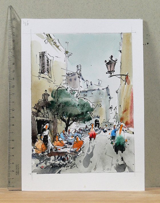 Trastevere Rome, Watercolor.