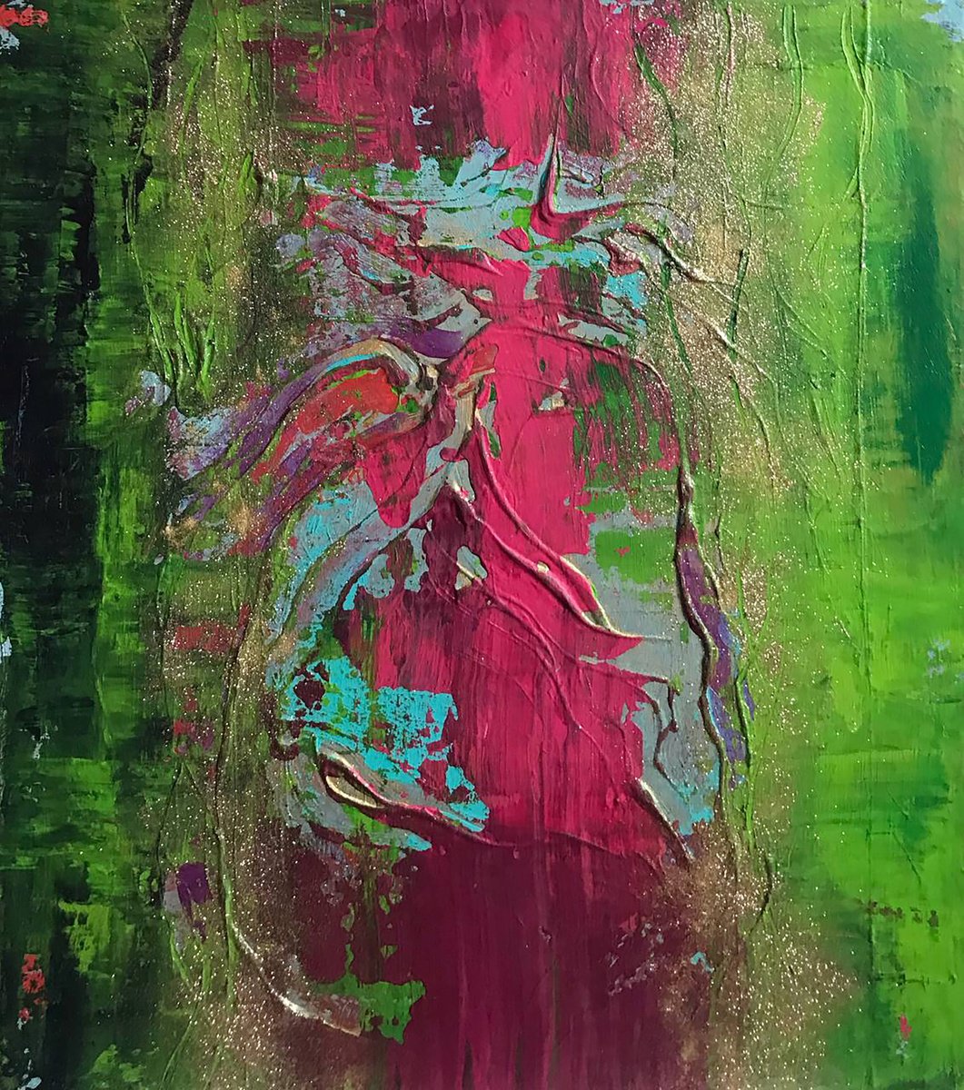 Impressionistic Abstract Acrylic Painting By Olga Melezhik, 20 X 24", Luxury Beach, Original Artwork