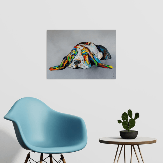 Dreaming basset hound