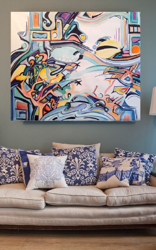 4 fishes , maybe more- Large size 81 x 100 cm by Carlo Toma