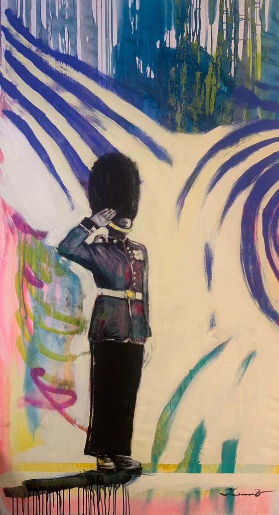 XXL Big painting - "Queen guard" - Pop Art - Street art - Urban art - UK - Great Britain - England