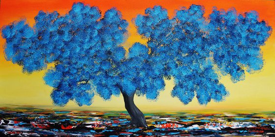Blue Blooming Tree. Chritsmas sale was 495 USD now 395 USD.