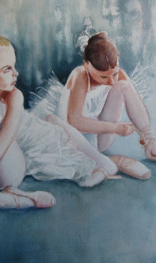 Preparing for the show - ballerinas, 50x35 cm by Elena Oleniuc