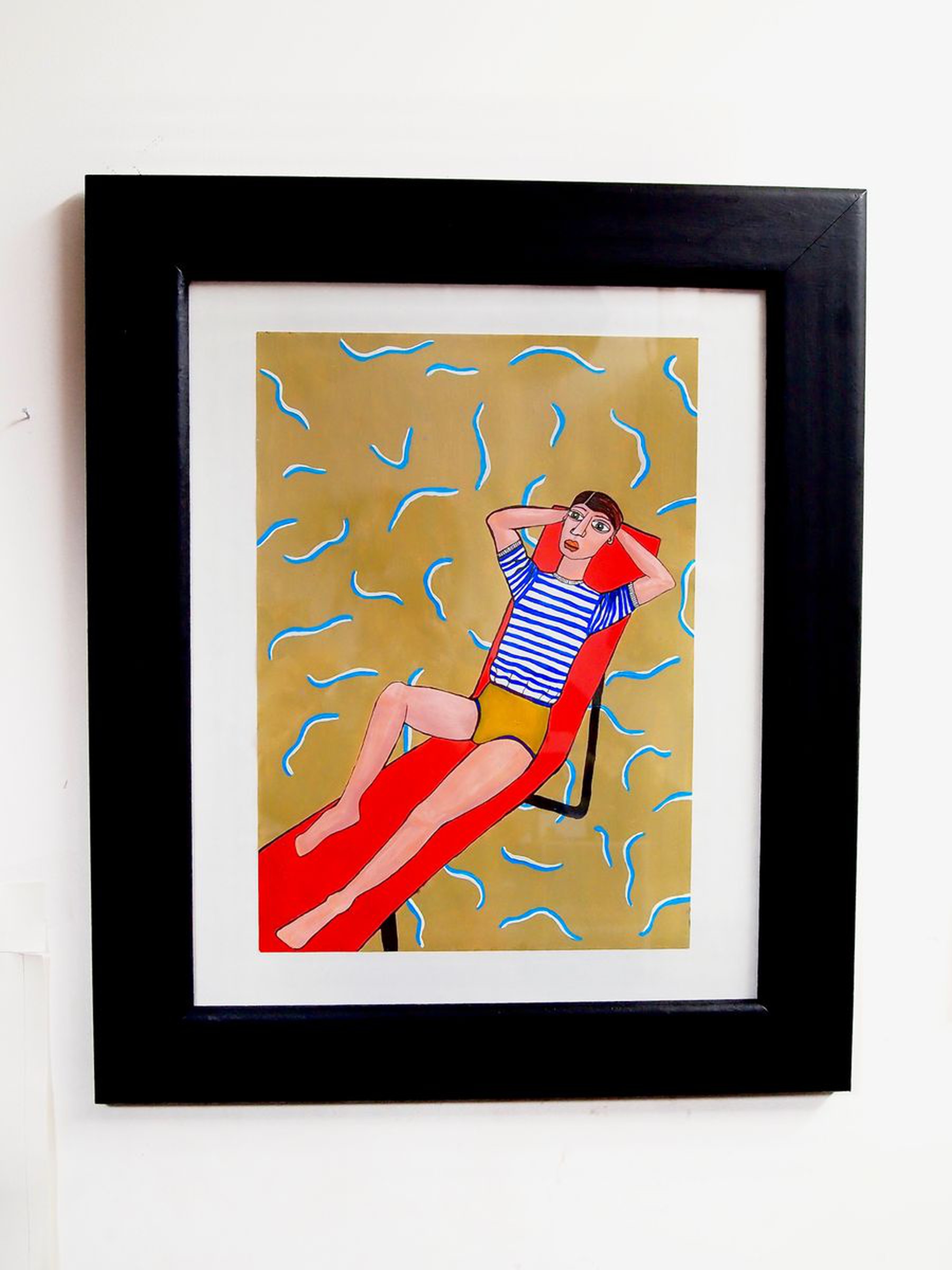 Man Reclining Acrylic Painting By Shop Floor Artfinder