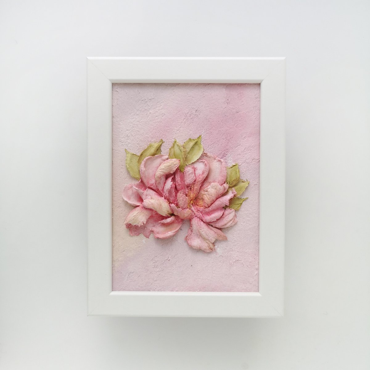 Impasto painting, 3D floral art July rose by Olya Grigo