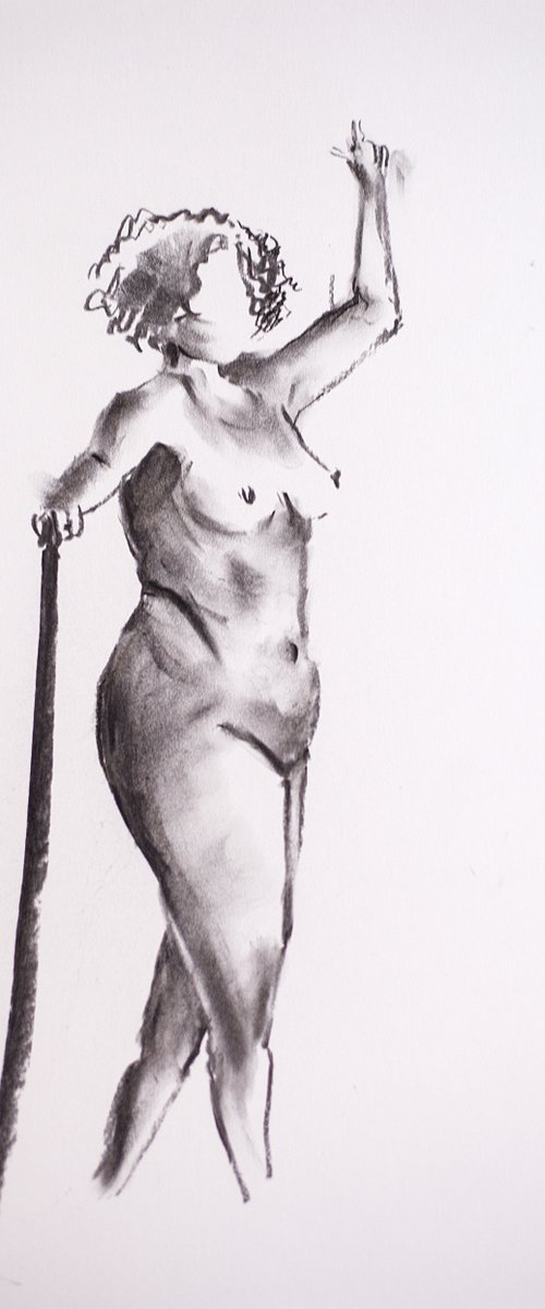 Nude in charcoal. 37. Black and white minimalistic female girl beauty body positive by Sasha Romm