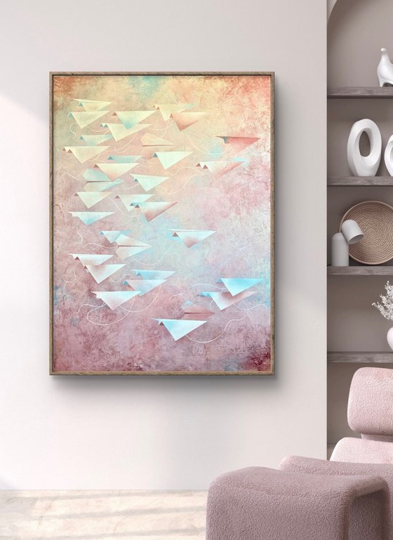 Paper Dreams in the Pink Sky, Origami # 1