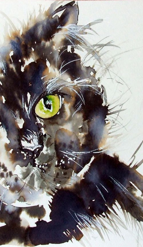 My Black Cat with green eyes by Anna Sidi-Yacoub