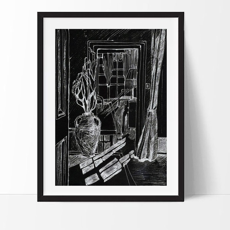 Art Deco Interior With Vase Black And White Gr Artfinder Saatchi art is the best place to buy artwork online. artfinder