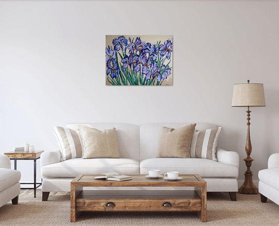 Irises on Cream