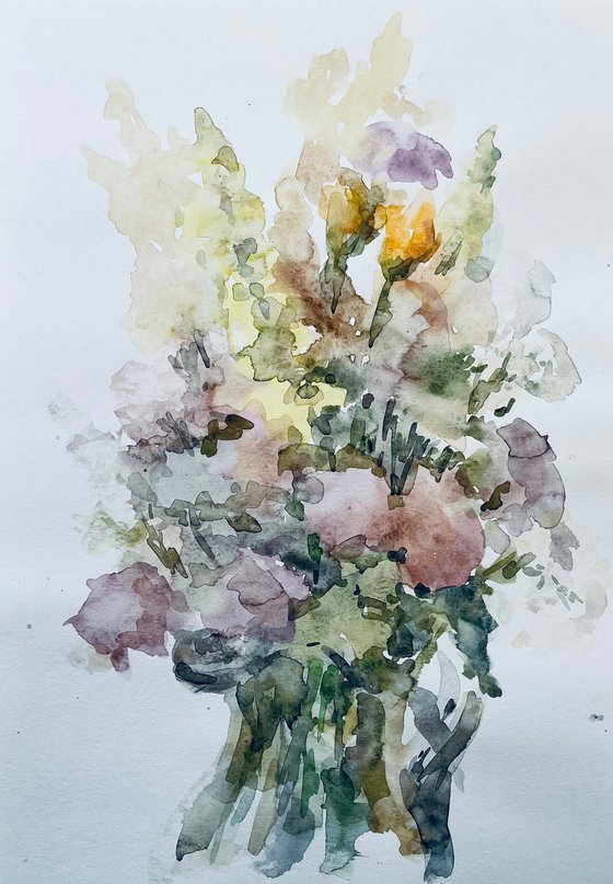Bouquet of flowers. Original watercolour painting.