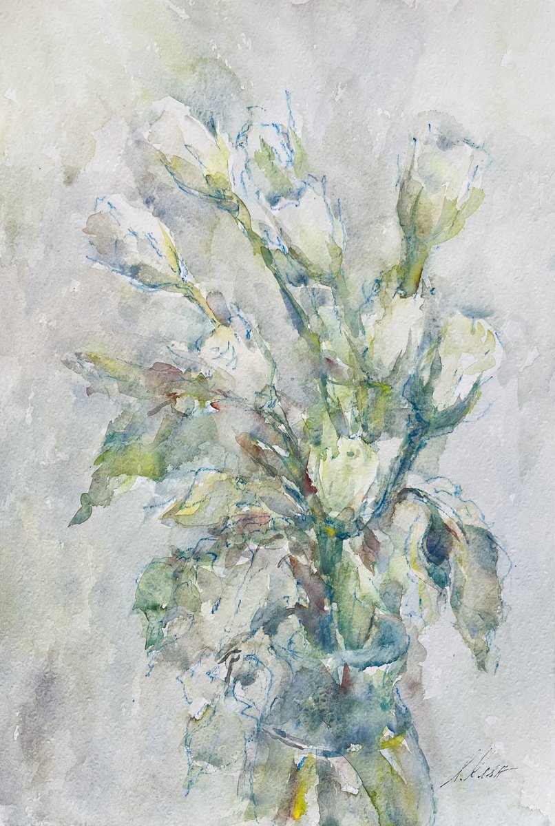 Impressionistic Botanical Painting By Elena Klyan, 12 X 18, Tulips 31X46 Cm 2025, Original Artwork